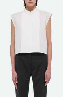 Helmut Lang Tux Bib Pintuck Top