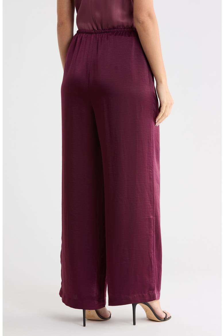 Textured Satin Drawstring Pants, Alternate, color, BURGUNDY FIG