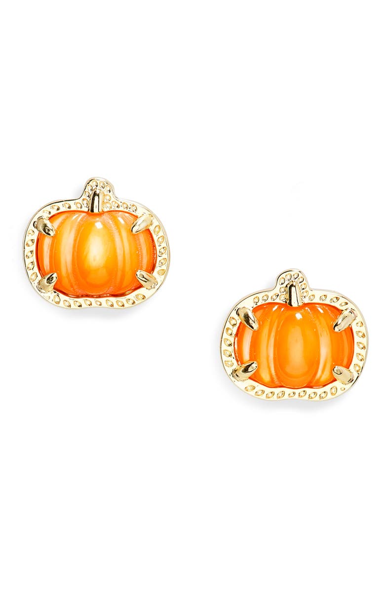 Kendra Scott Pumpkin Stud Earrings, Main, color, Gold Orange Mop