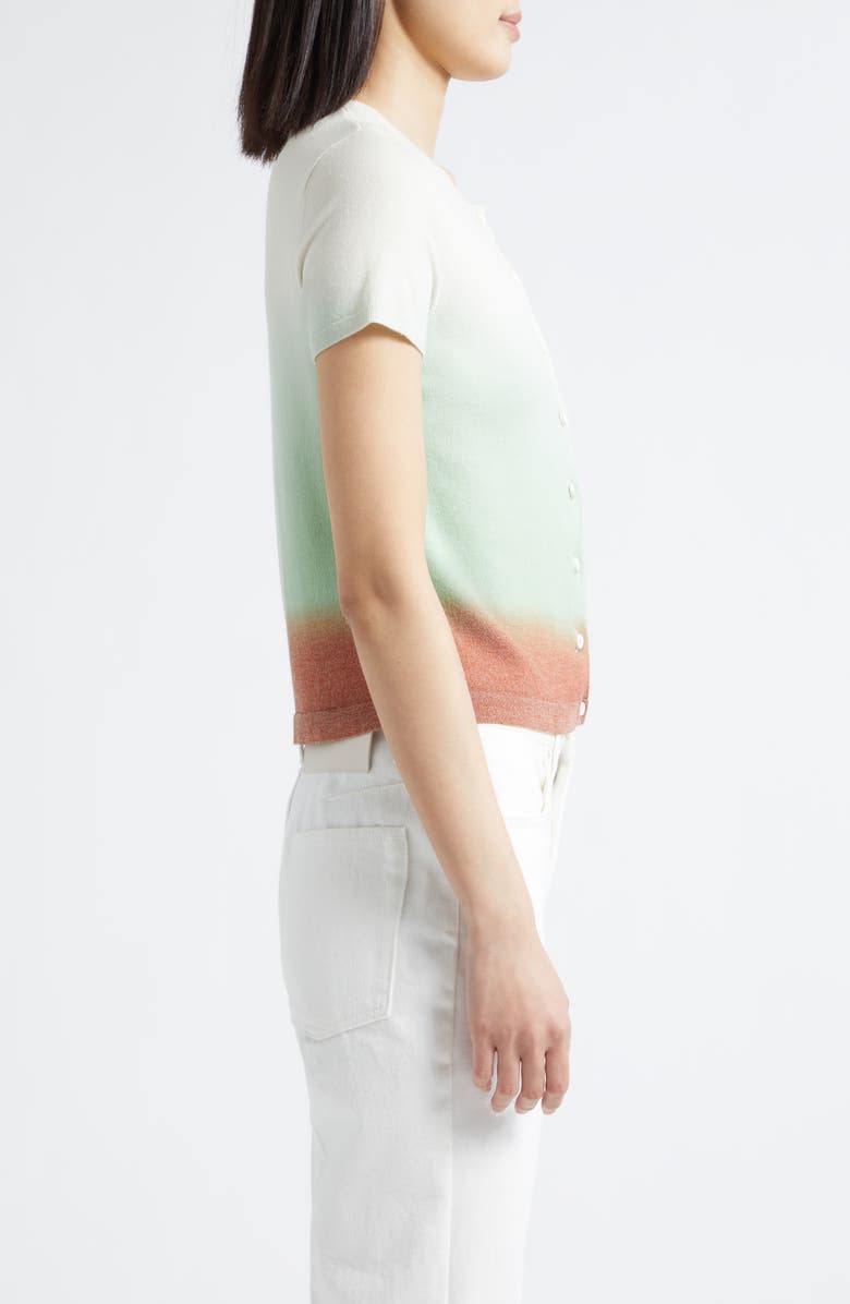 3.1 Phillip Lim Short Sleeve Crop Wool Blend Cardigan, Alternate, color, Flame-Cactus Multi