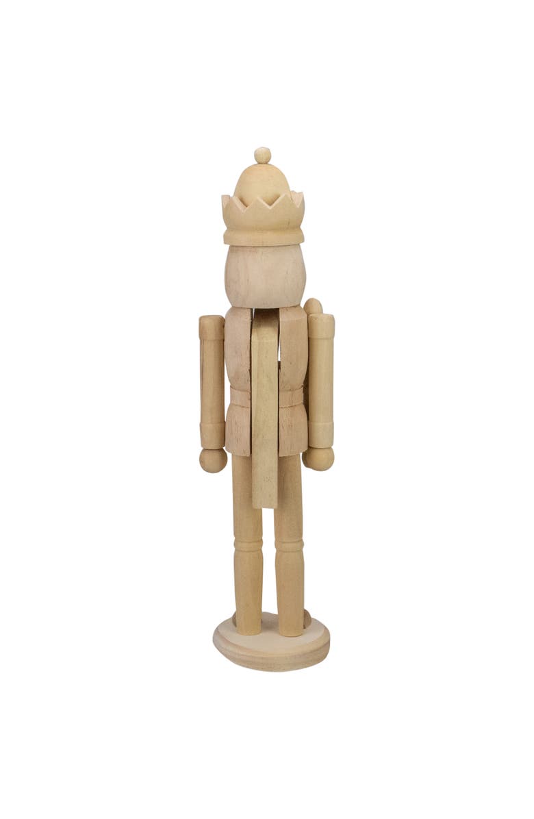 Northlight 14.75" Unfinished Paintable Wooden Christmas Nutcracker with a Crown, Alternate, color, Ivory