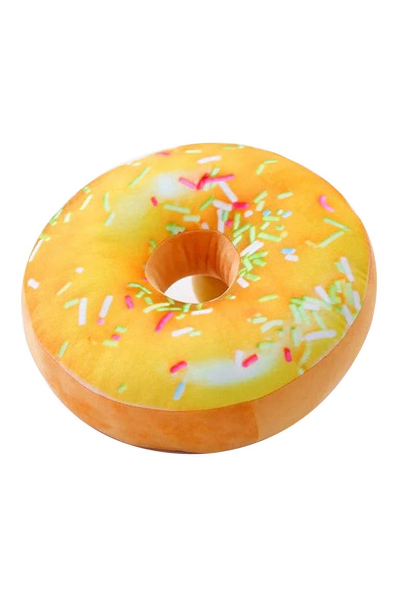 3D Donut Throw Pillow, Main, color, VANILLA