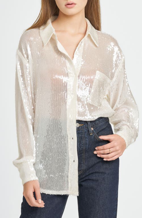 WAYF WAYF FIND YOUR LIGHT SEQUIN BUTTON-UP SHIRT
