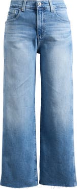 AG Saige Paneled Raw Hem Ankle Wide Leg Jeans