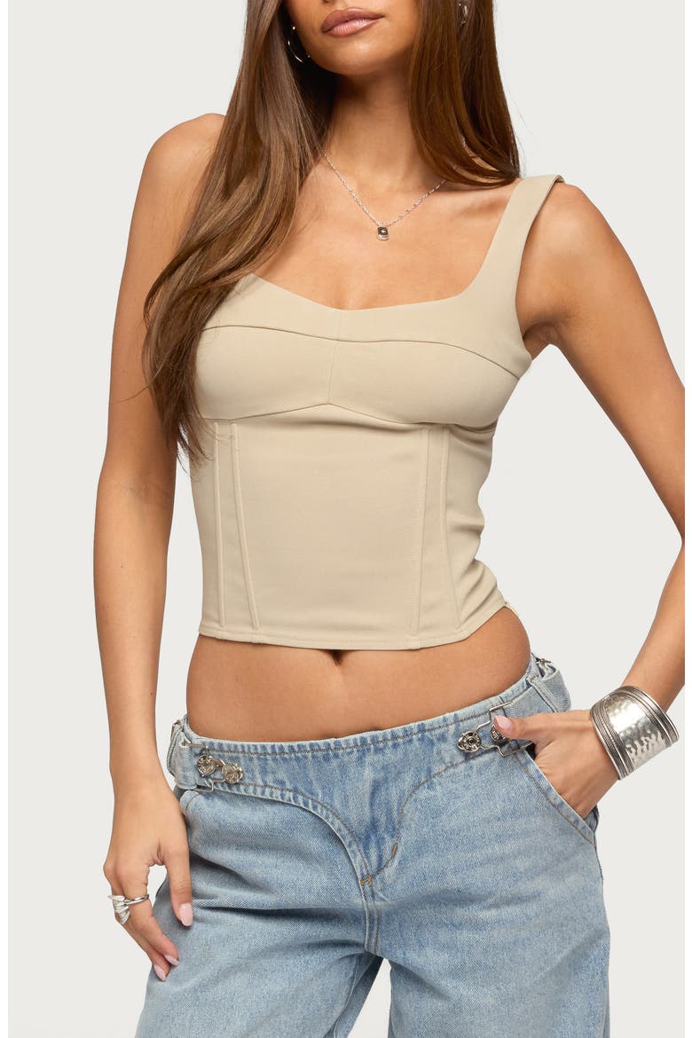 Awnya Structured Corset Top, Main, color, BEIGE