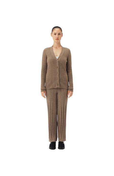 Textured Knit Cashmere Pants