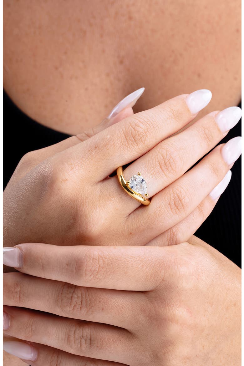 Valencia Pear Cut CZ Ring, Alternate, color, GOLD