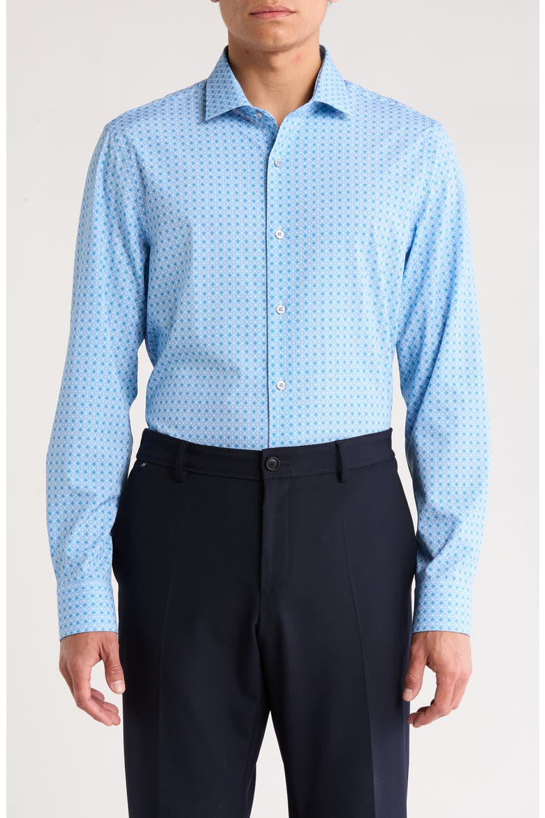 Performance Tech Slim Fit Dress Shirt, Main, color, BLUE