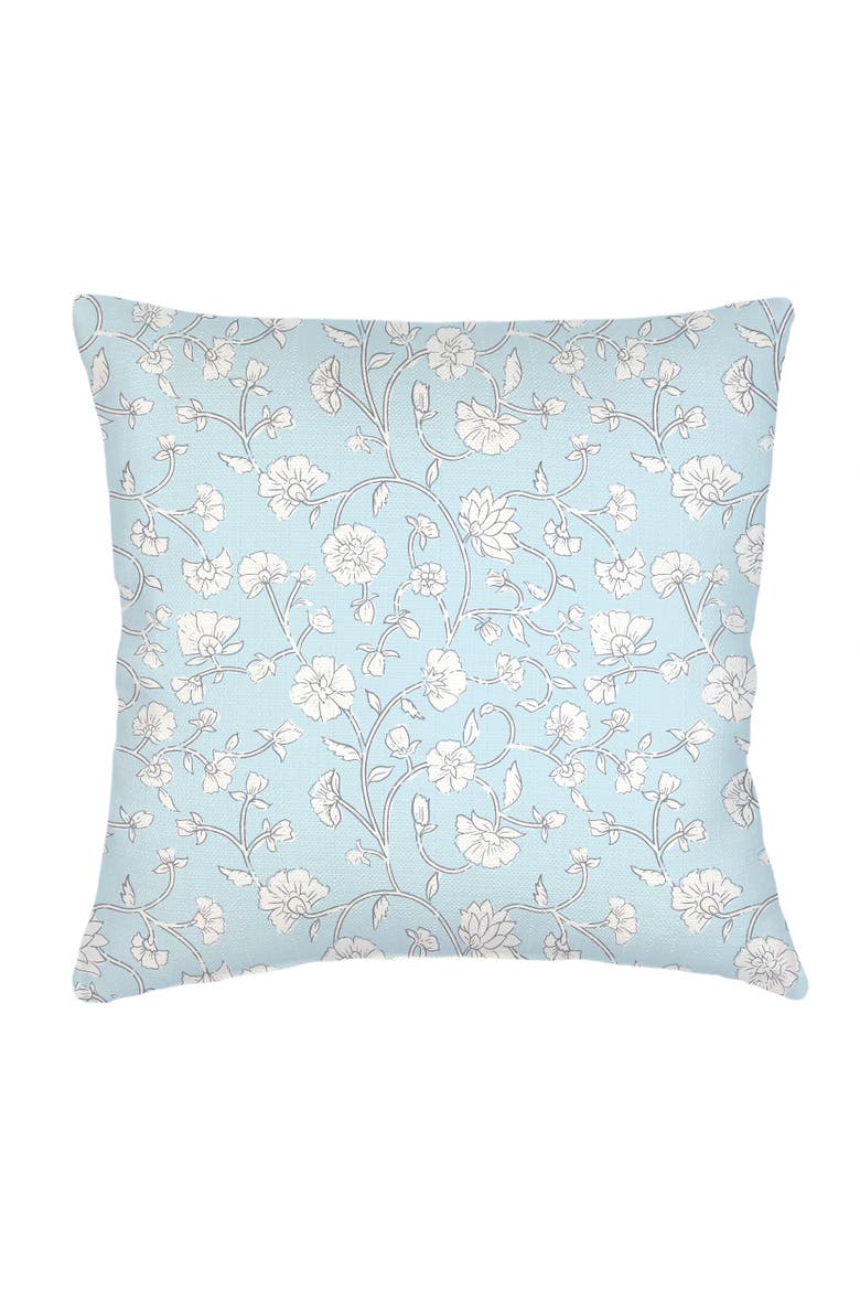 Jaipur Floral Linen Euro Pillow with Down Alternative Insert, Main, color, Blue