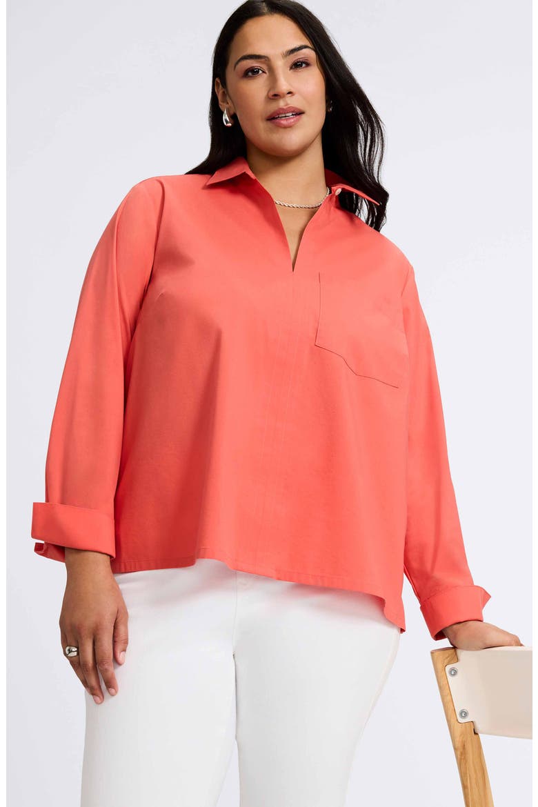 Bella Solid Popover Top, Alternate, color, TANGERINE