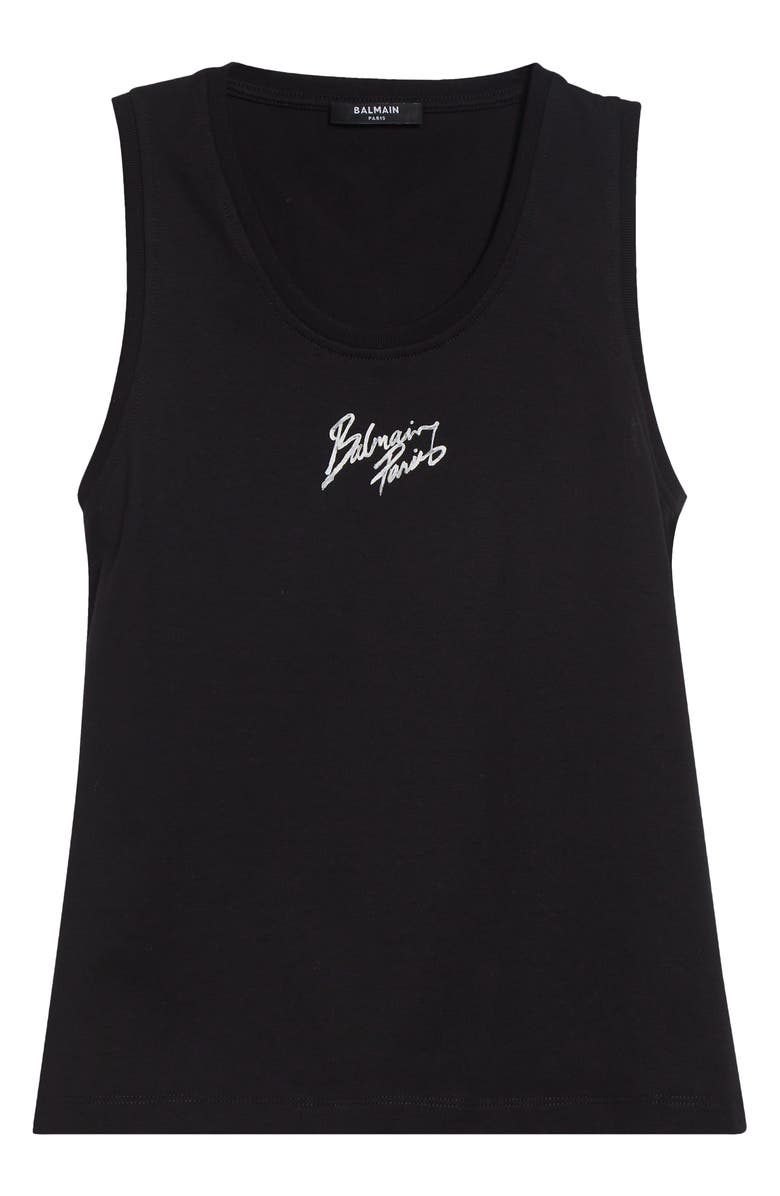 Balmain Paris Jersey Tank, Main, color, Eab Blk/ White