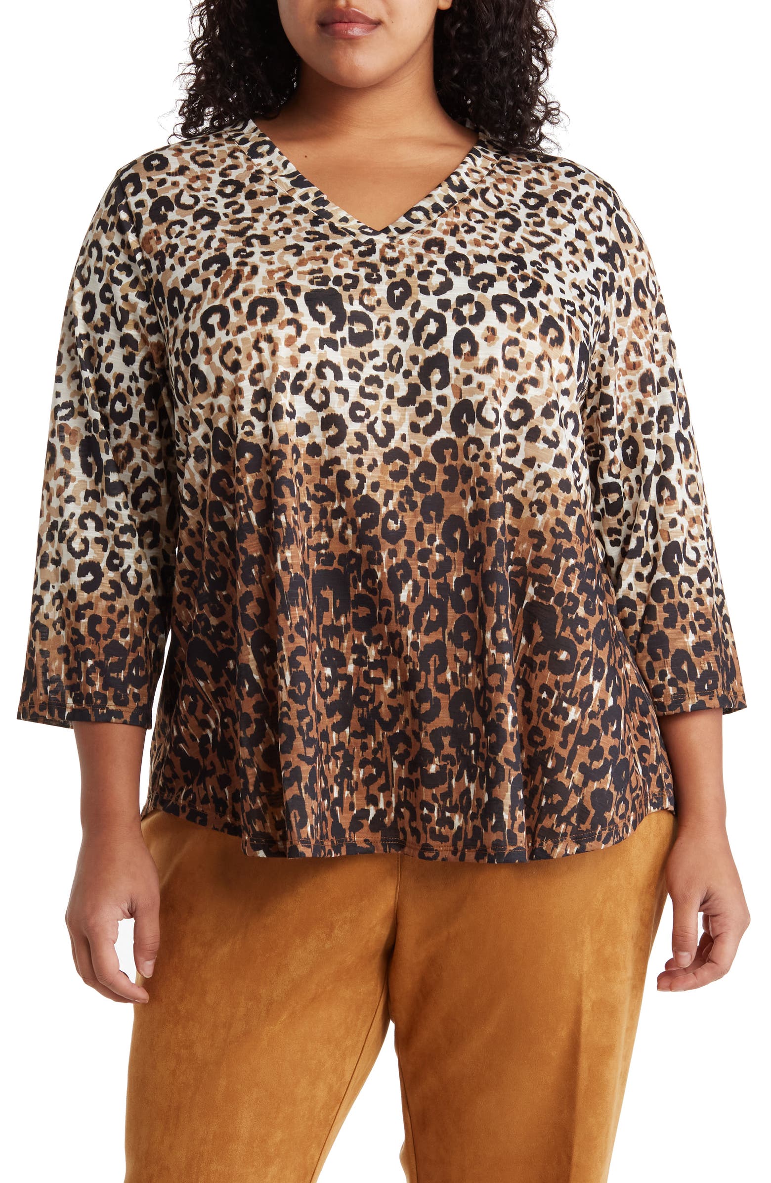 Ruby Rod Shirt RUBY RD Sublimation Leopard Print Slub Jersey Shirt | Nordstromrack