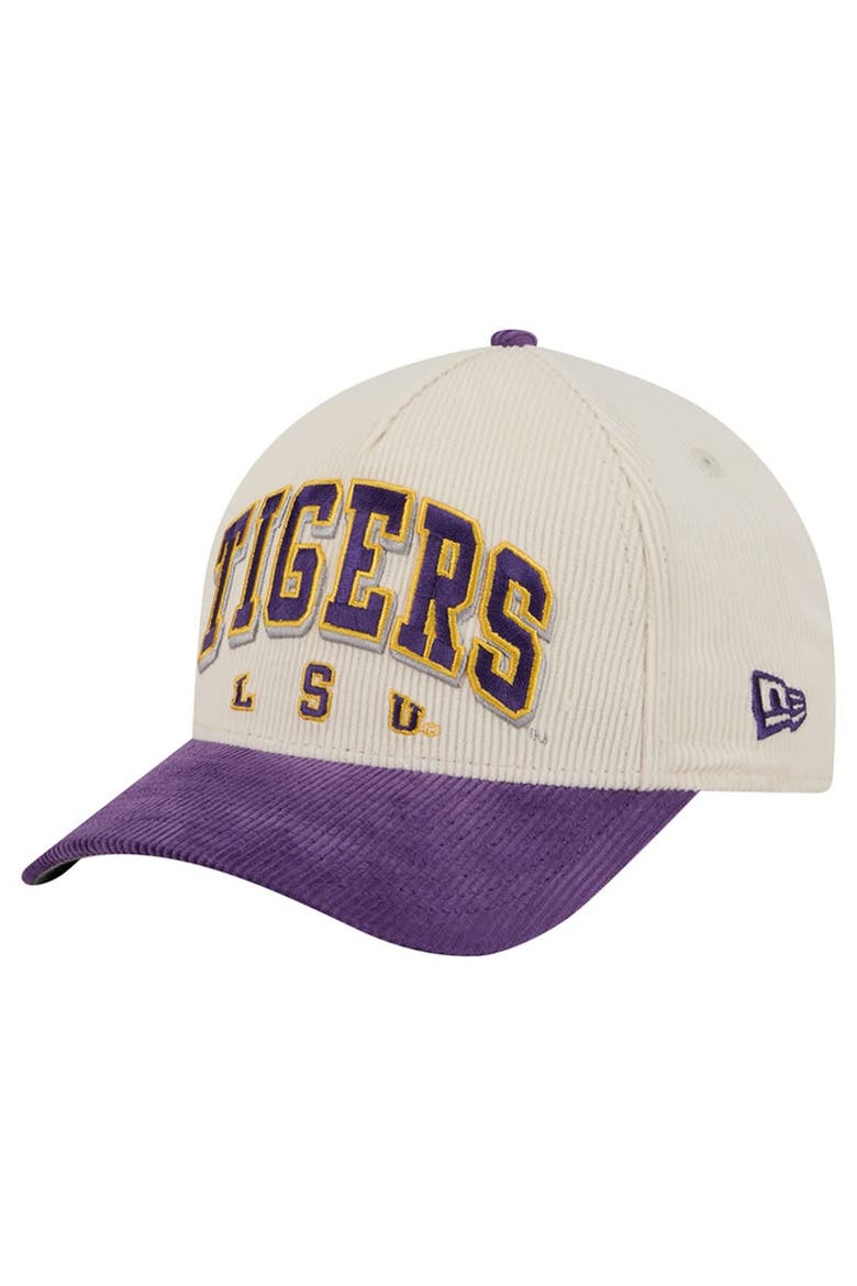 Men's New Era Purple/Cream LSU Tigers Arch Two-Tone Corduroy 9FORTY A-Frame Adjustable Hat, Main, color, Purple