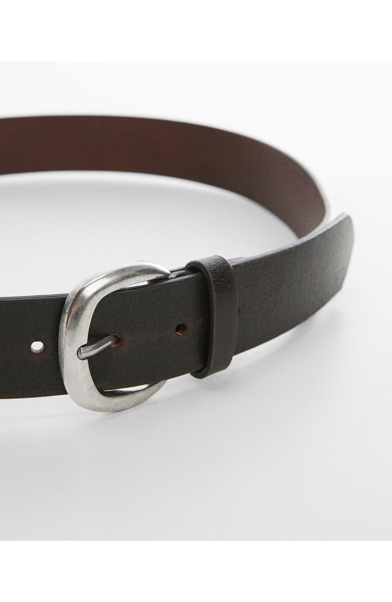 MANGO Square Buckle Leather Belt, Alternate, color,