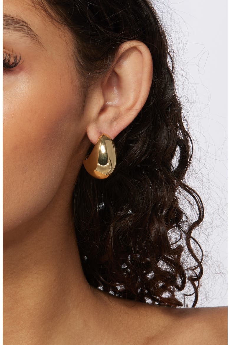 Domed Huggie Hoop Earrings, Alternate, color, GOLD