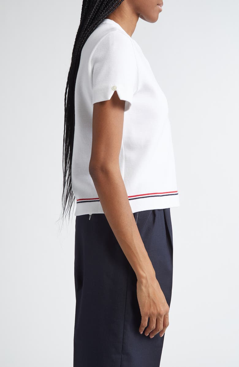 Thom Browne Notched Stretch Cotton T-Shirt, Alternate, color, 