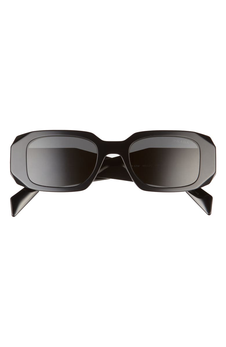 Prada Runway 49mm Rectangular Sunglasses, Main, color, Black/ Dark Grey