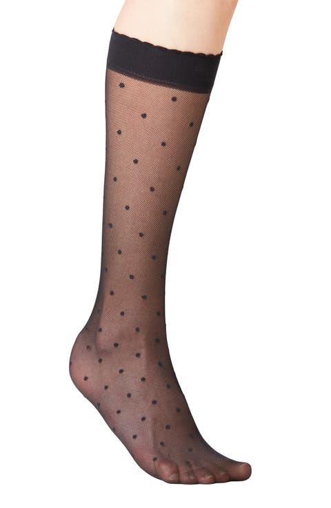 Polka Dot Mesh Knee Socks