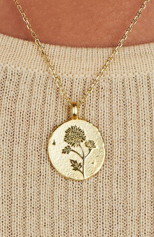 Little Sky Stone Birth Flower Necklace In Chrysanthemum/november