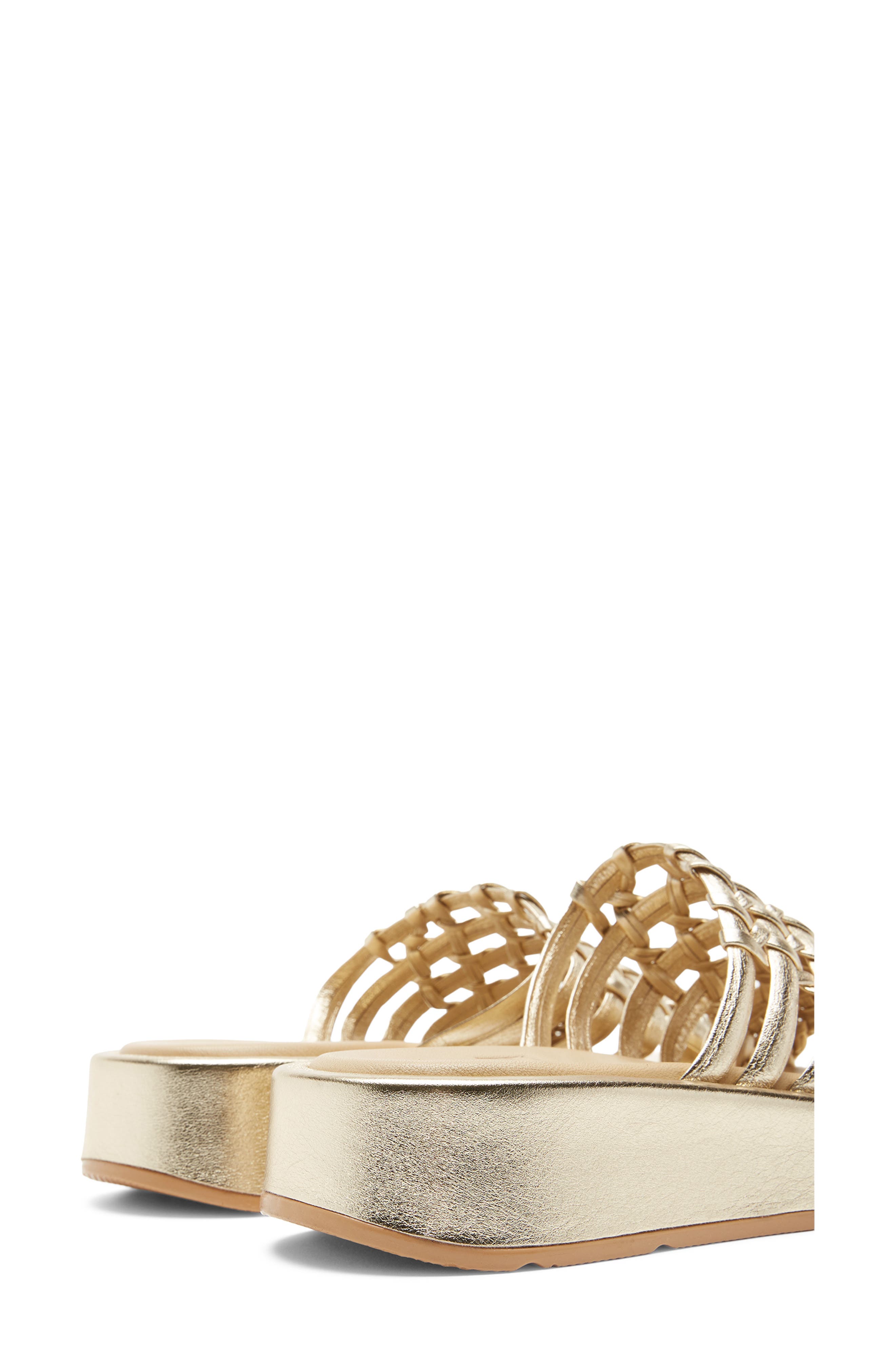 Avea Leather Slide Sandal, Alternate, color, GOLD LEATHER