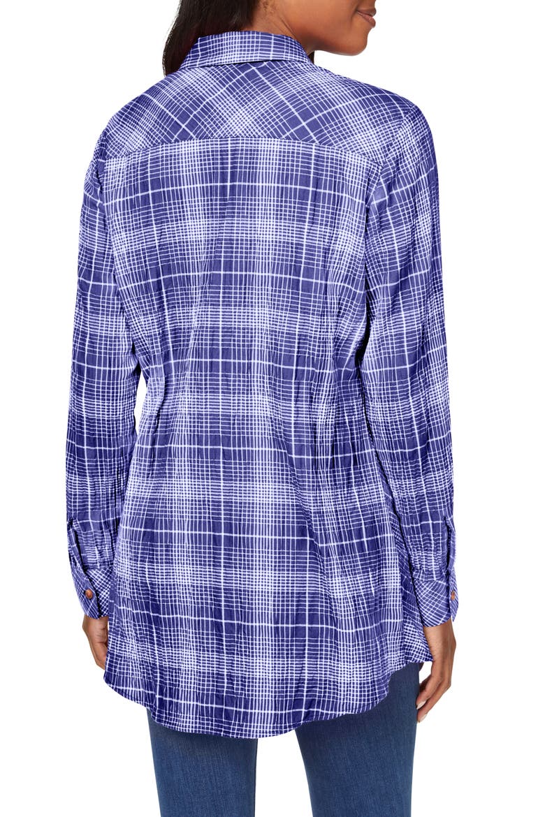 Cici Plaid Non-Iron Cotton Blend Tunic, Alternate, color, INDIGO