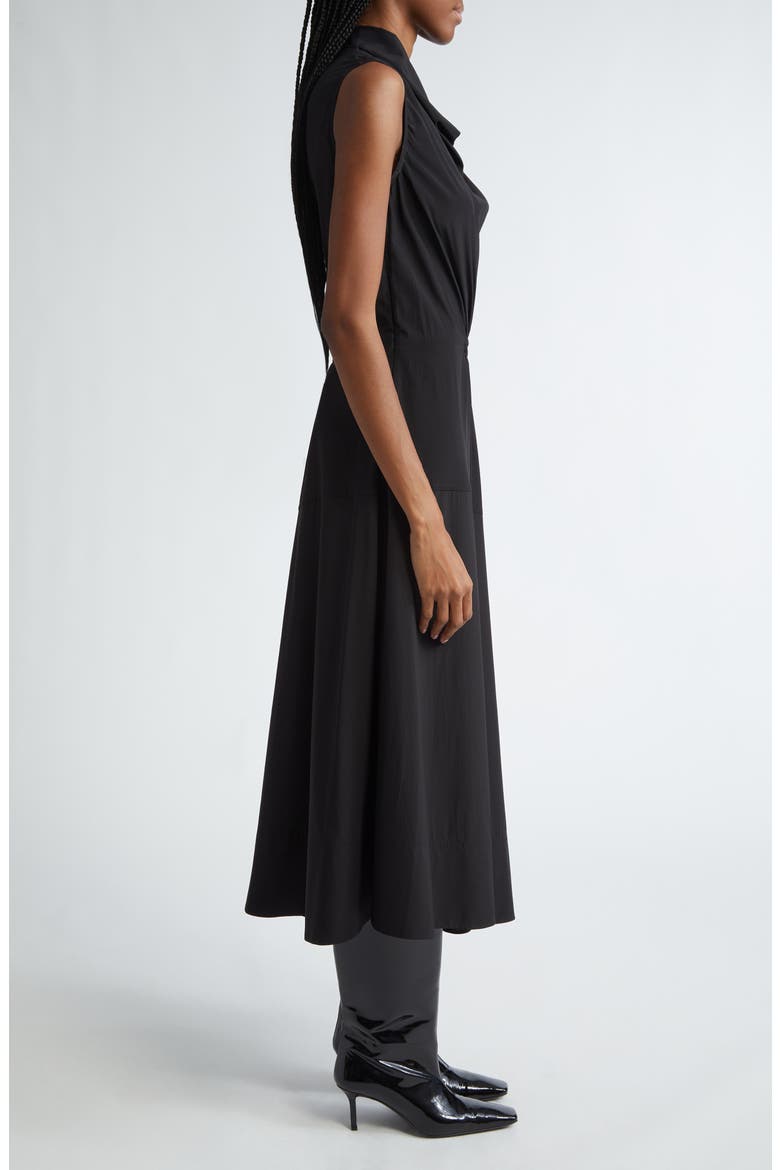 Sabrina Asymmetric Ruched Silk Blend Dress, Alternate, color, BLACK
