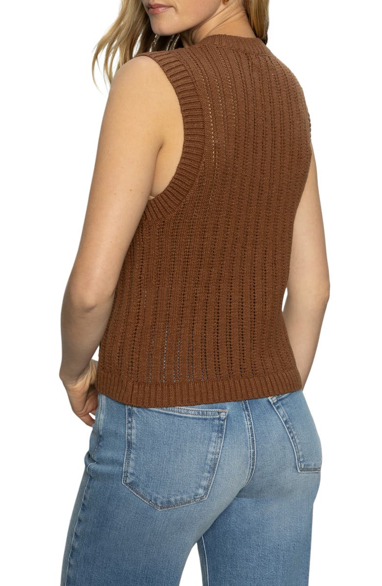 Sanctuary Pointelle Stitch Cotton Button-Up Sweater Vest, Alternate, color, 