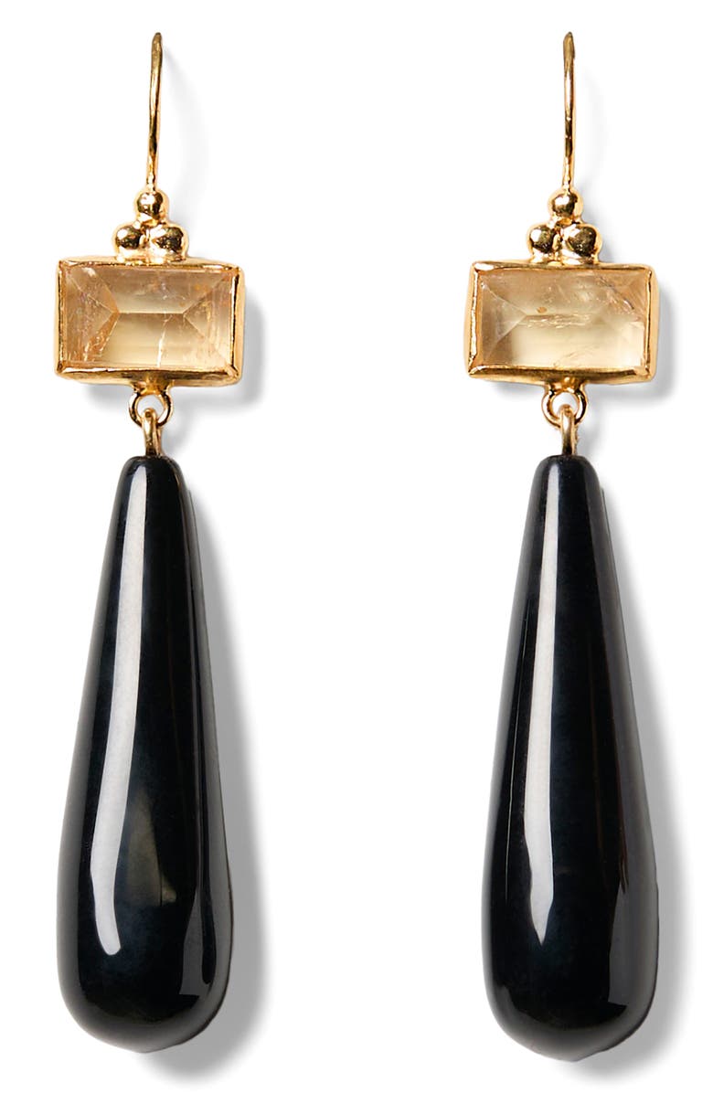 Chan Luu Messina Semiprecious Stone Drop Earrings, Main, color, Black Agate/ Citrine