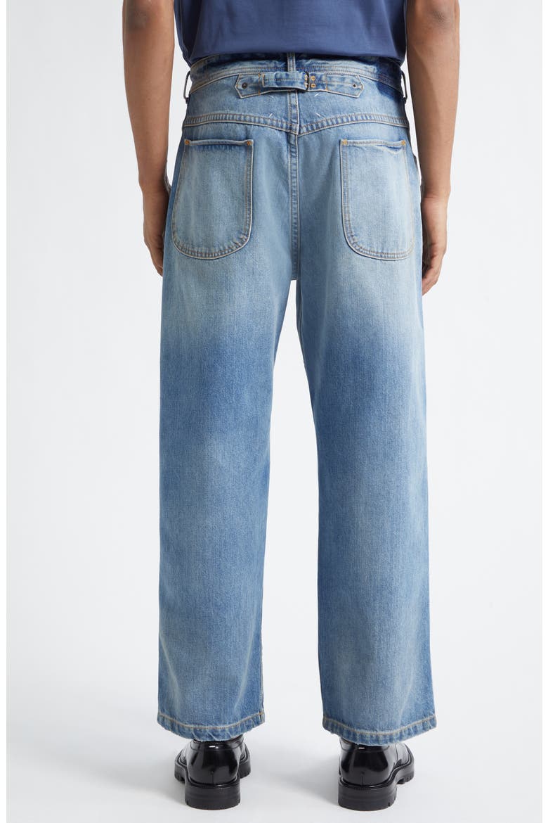 Fray Hem Straight Leg Crop Jeans, Alternate, color, WASHED BLUE