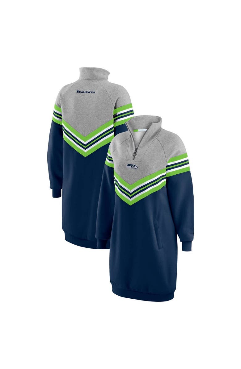 WEAR by Erin Andrews Women's WEAR by Erin Andrews  College Navy/Heather Gray Seattle Seahawks Chevron Stripe Dress, Alternate, color, 
