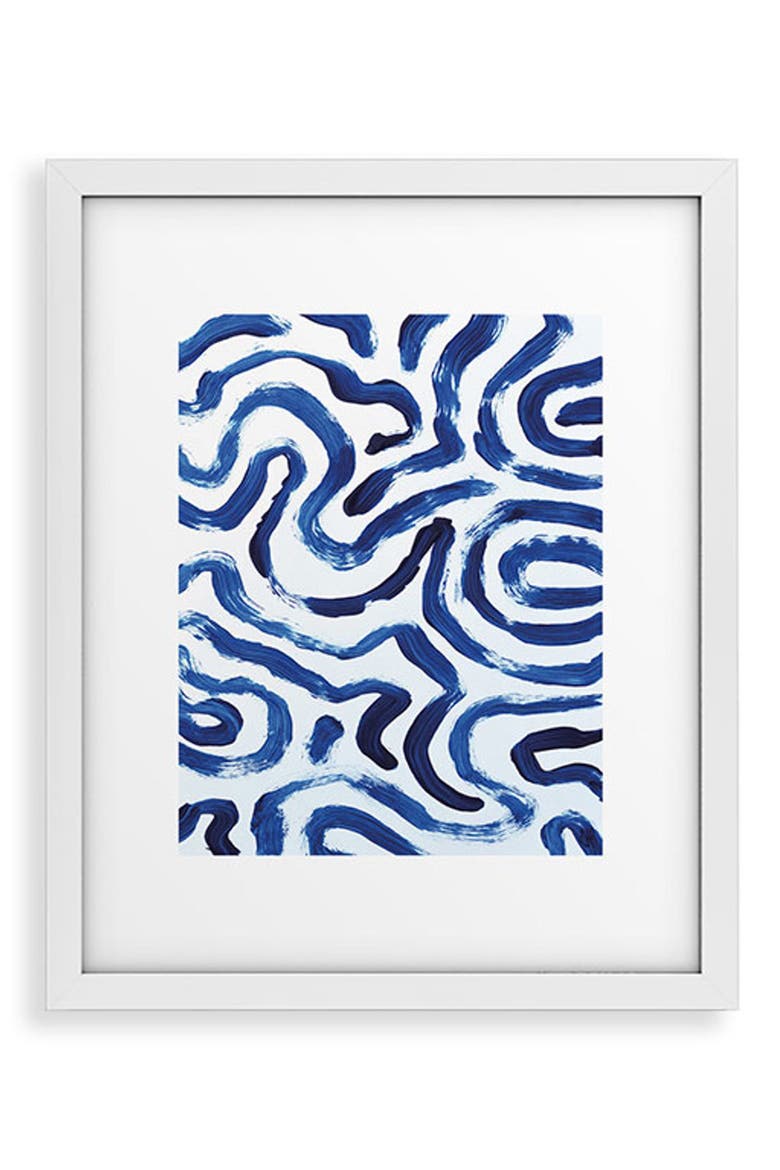 Blue Minimal Framed Art Print, Main, color, WHITE