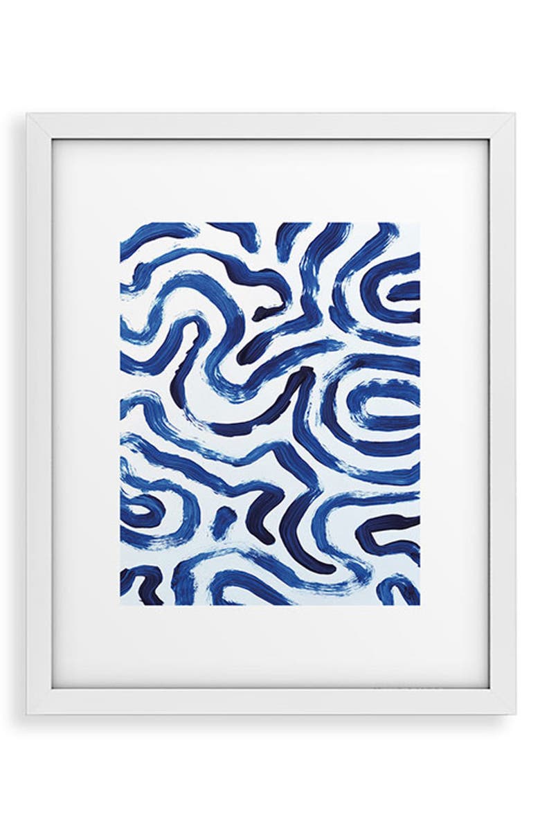 Deny Designs Blue Minimal Framed Art Print, Main, color, White