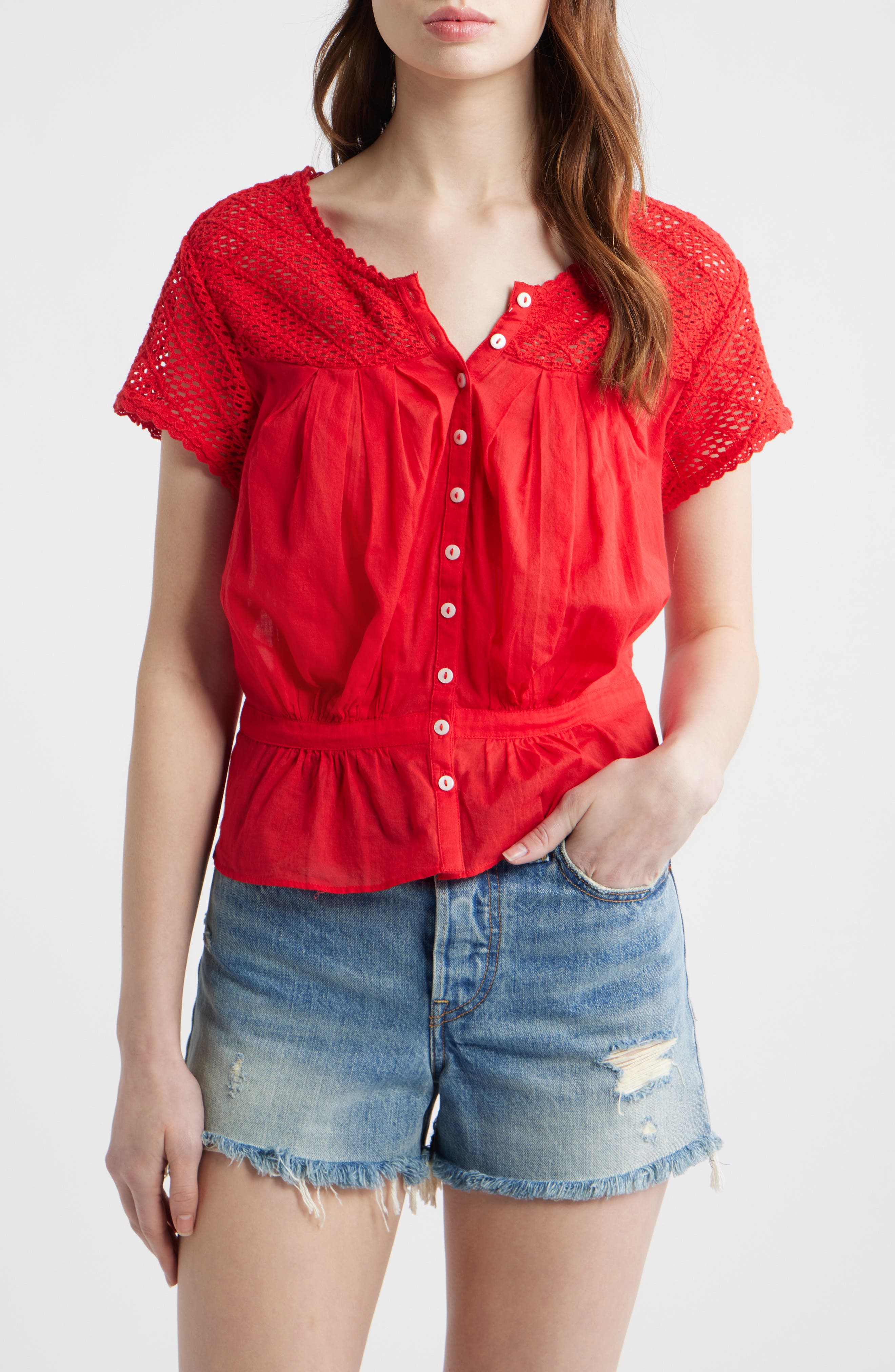 Gemma Embroidered Button-Up Babydoll Top - image 3