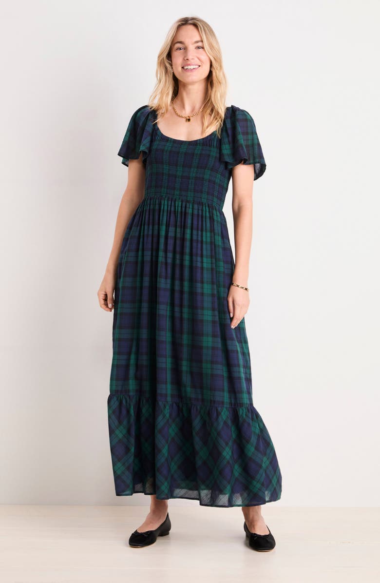 vineyard vines Smocked Flutter Sleeve Maxi Dress, Alternate, color, 