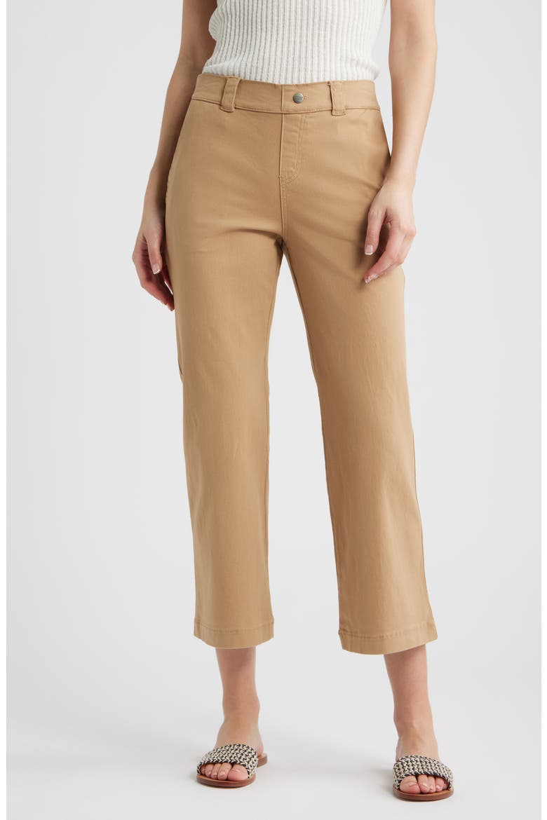Kick Flare Stretch Cotton Pull-On Pants, Main, color, TANNIN