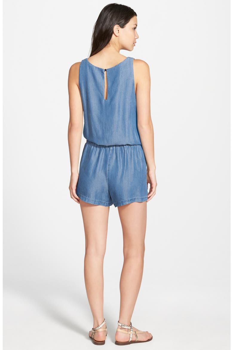 Chambray Romper, Alternate, color, MED WASH