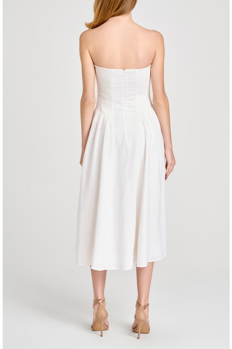 Giulia Strapless Linen Blend Midi Sundress, Alternate, color, IVORY