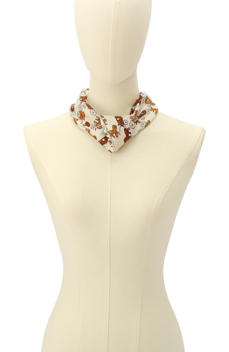COACH Horse & Carriage Print Silk Square Scarf, Alternate, color, Toffee