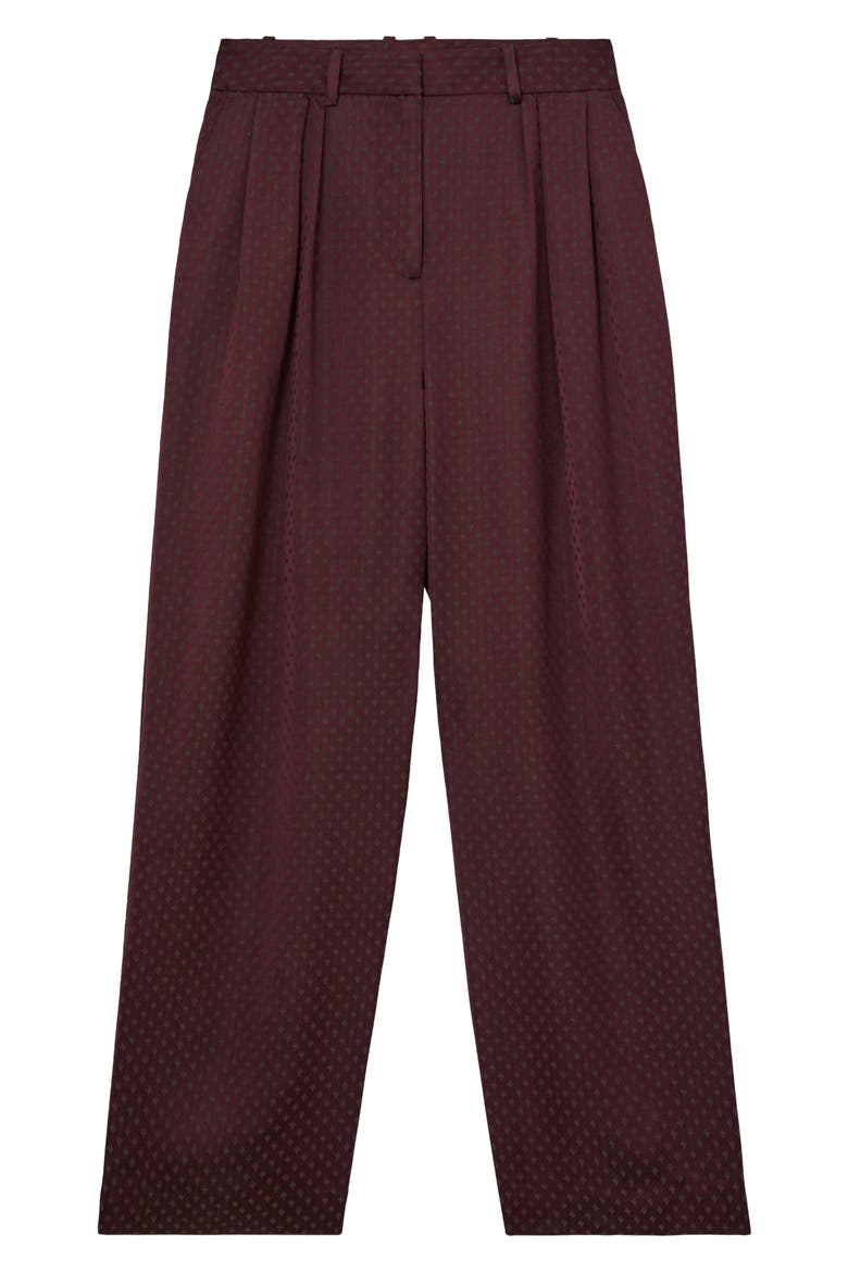 Tilly Jacquard Wide Leg Pleated Trousers, Alternate, color, BURGUNDY