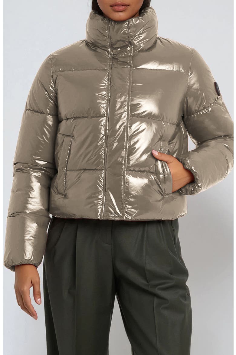 Coco Crop Water Resistant Puffer Jacket, Main, color, MOCHA