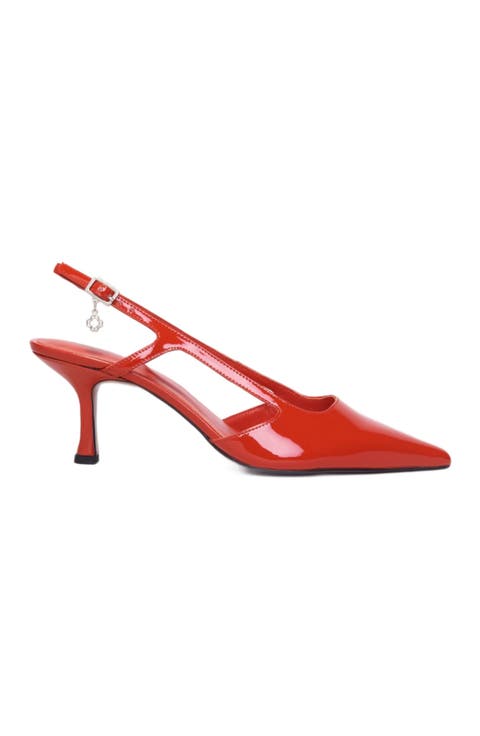 Patent leather slingback pumps