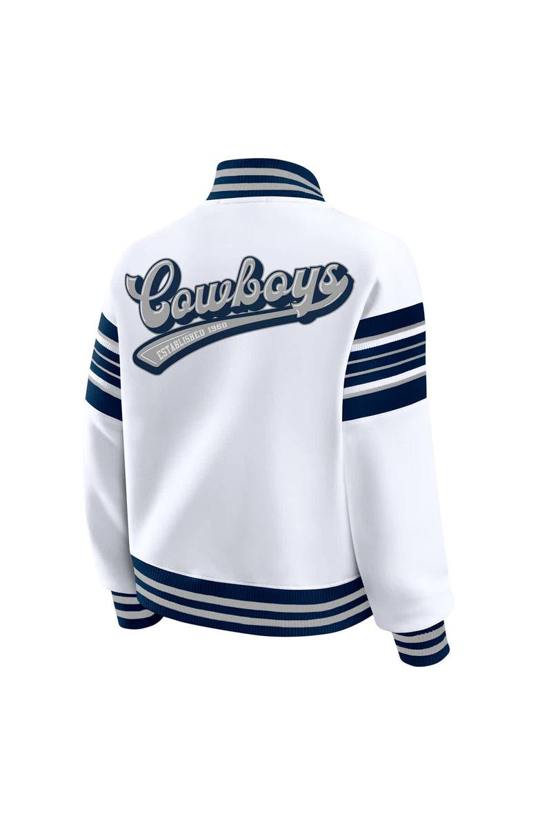 WEAR by Erin Andrews Women's WEAR by Erin Andrews White Dallas Cowboys Full-Snap Fleece Sweatshirt Jacket, Alternate, color,