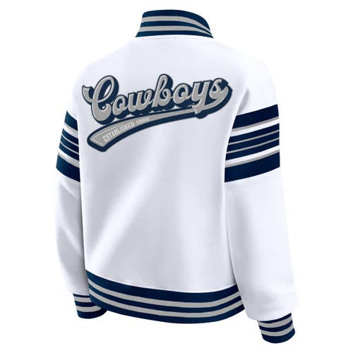 Wear By Erin Andrews White Dallas Cowboys Full-snap Fleece Sweatshirt Jacket In Multi