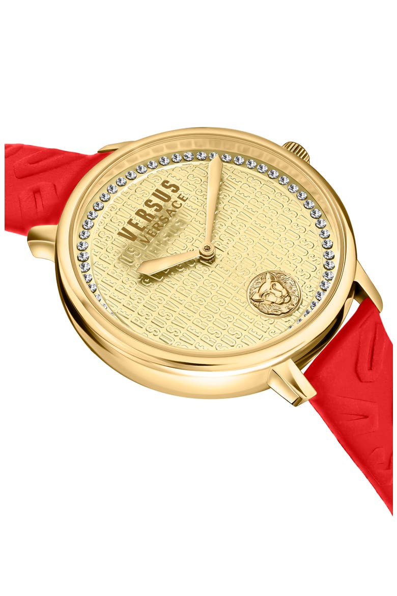 La Villette Leather Strap Watch, 36mm, Alternate, color, GOLD