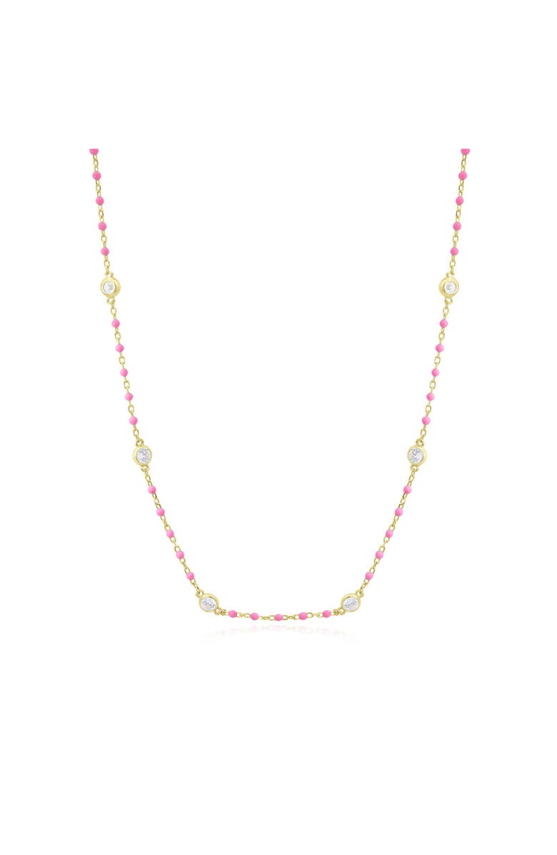 The Lovery Fine Jewelry Pink Bead CZ Chain Necklace, Main, color, 