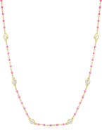 The Lovery Fine Jewelry Pink Enamel Bead CZ Chain Necklace