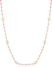 The Lovery Fine Jewelry Pink Enamel Bead CZ Chain Necklace