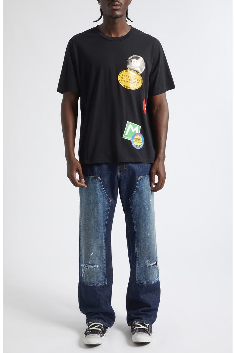 Ripped Knee Panelled Straight Leg Jeans, Alternate, color, BLUE