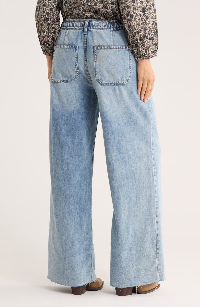 Lucky Brand Patch Pocket Raw Hem Wide Leg Pull-On Jeans, Alternate, color,