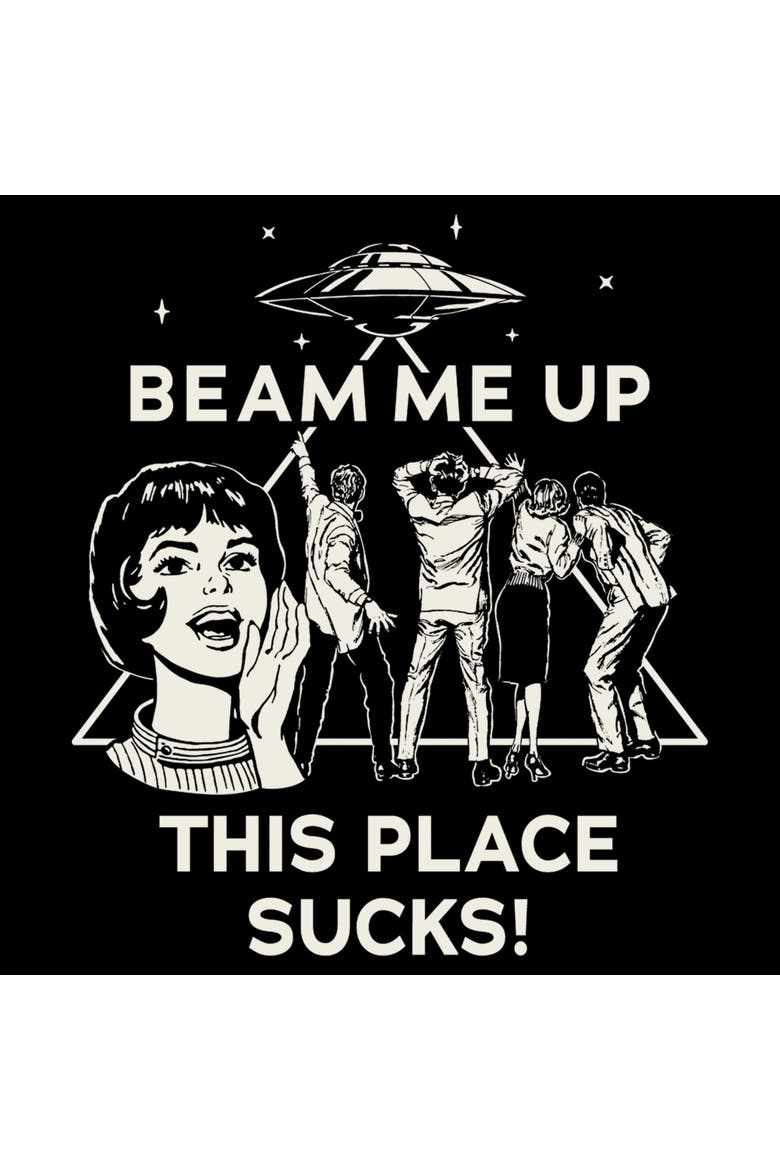 Netflix Men's Vintage This Place Sucks UFO T-Shirt, Alternate, color, Black